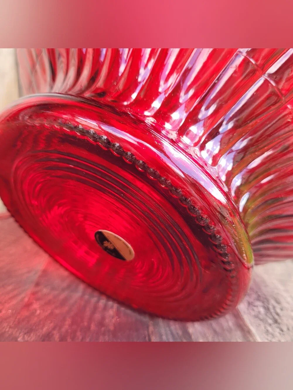 Jeannette Glass Ruby Red Punch Bowl and 9 White Glass Mugs
